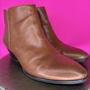 Franco Sarto Quasar Cognac Brown Leather Heeled Ankle Boot US 8.5